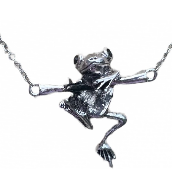 Frog necklace. Adorable. silver tone - Picture 1 of 4